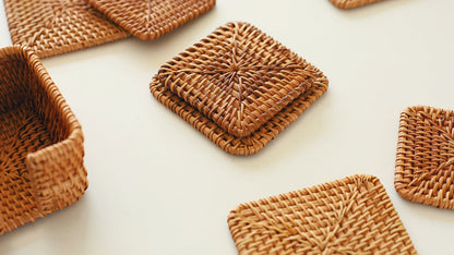 Woven Cute Coasters Set of 6pcs