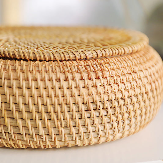 Oval Rattan Basket with Lid