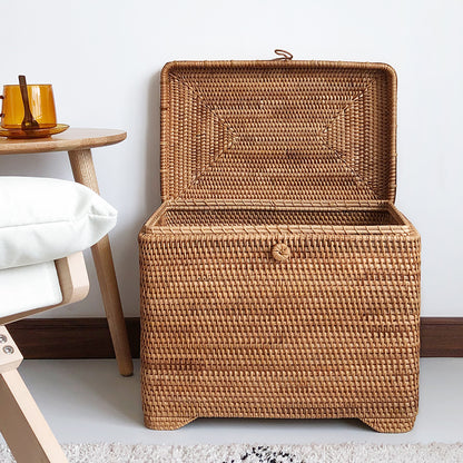 Large Woven Storage Basket with Lid