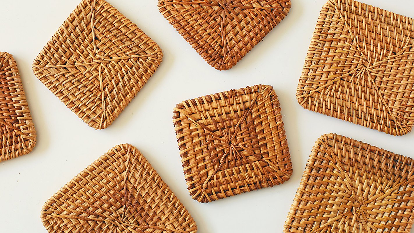 Woven Cute Coasters Set of 6pcs