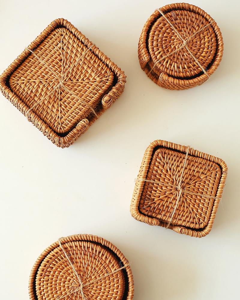 Woven Cute Coasters Set of 6pcs