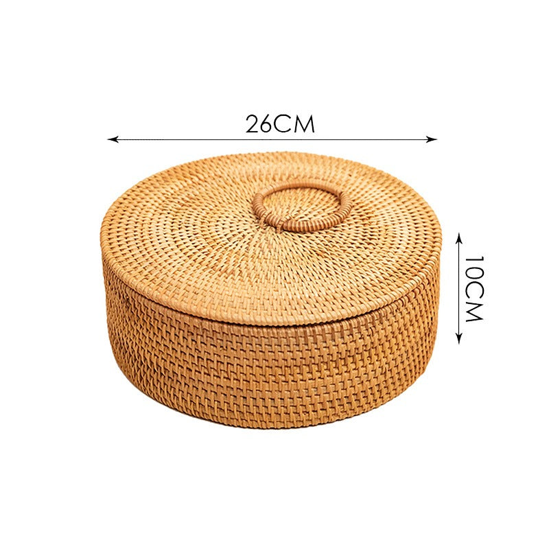 Round Woven Basket With Lid