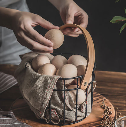 Metal Basket with Wooden Handles