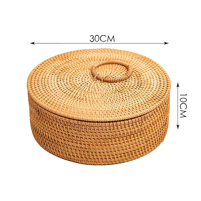 Round Woven Basket With Lid