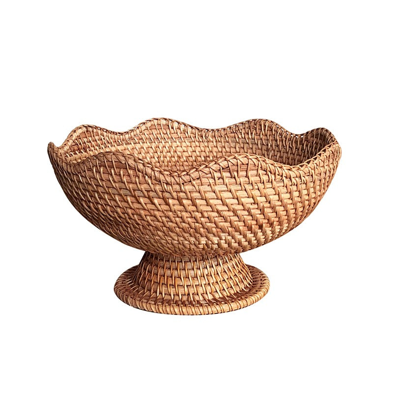 Rattan Woven Fruits Basket with Foot, Coffee Table Gift Basket –  RavenStudioCrafts