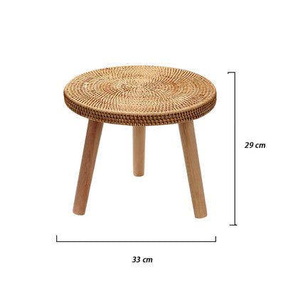 Removable Rustic Rattan Coffee Table with Wooden Legs