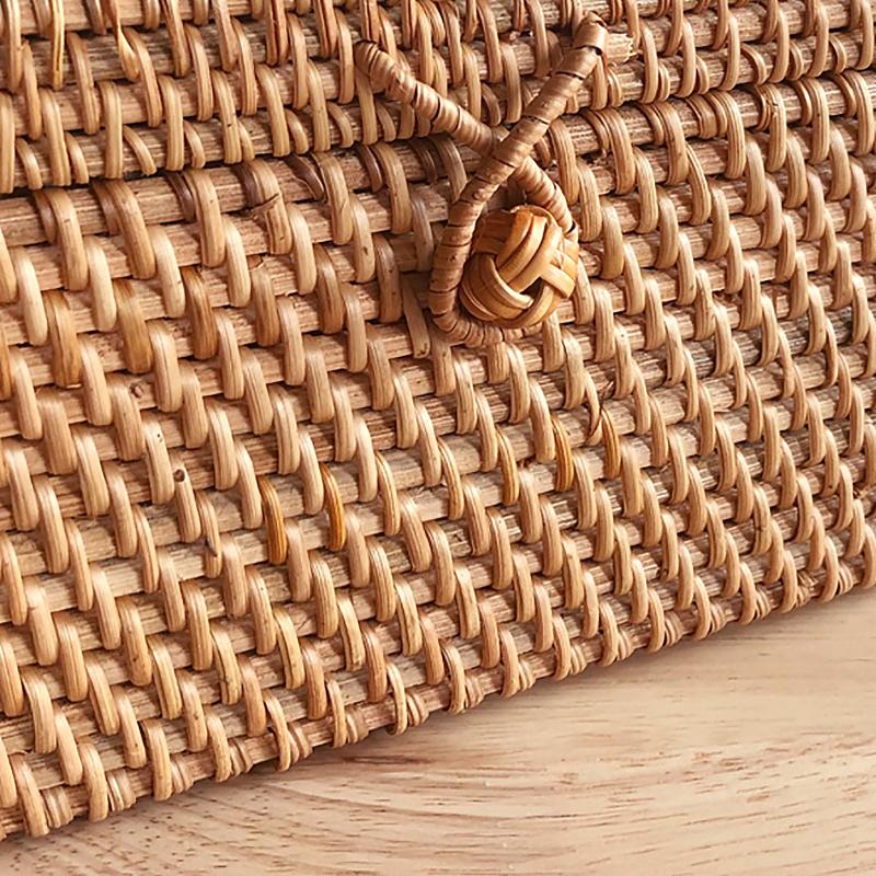 Square rattan tissue box cover