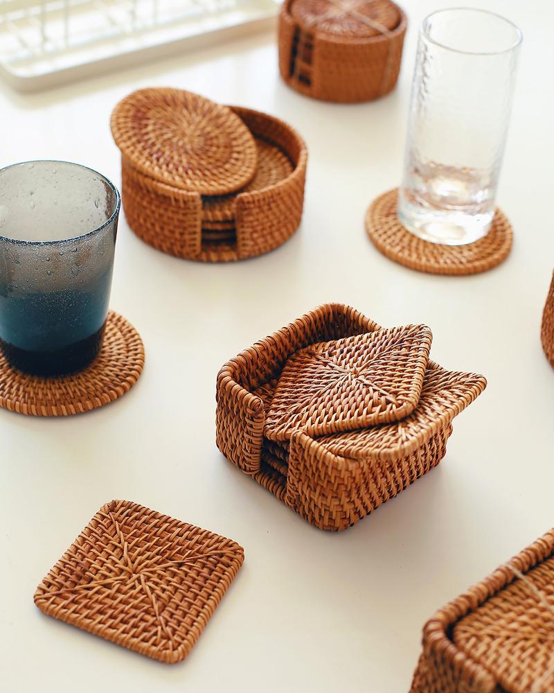 Woven Cute Coasters Set of 6pcs