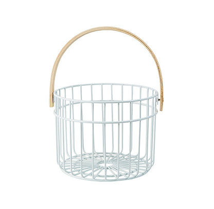 Metal Basket with Wooden Handles