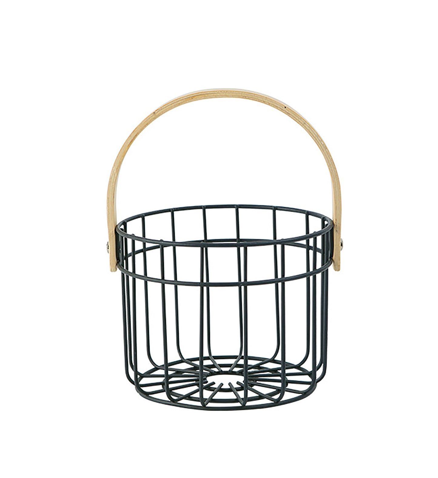 Metal Basket with Wooden Handles