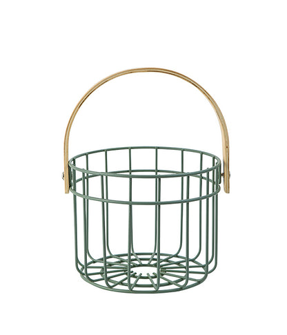 Metal Basket with Wooden Handles