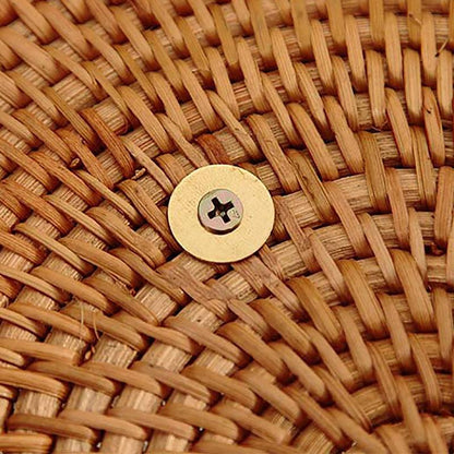 Rustic Woven Rattan Coffee Table with Wooden Legs