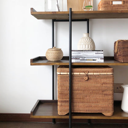 Large Woven Storage Basket with Lid