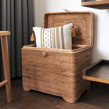 Large Woven Storage Basket with Lid