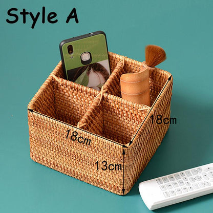 Wicker Catchall Storage Basket for Table Top