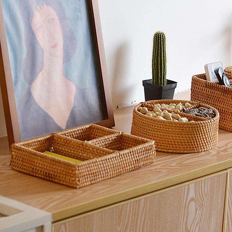 Wicker Catchall Storage Basket for Table Top