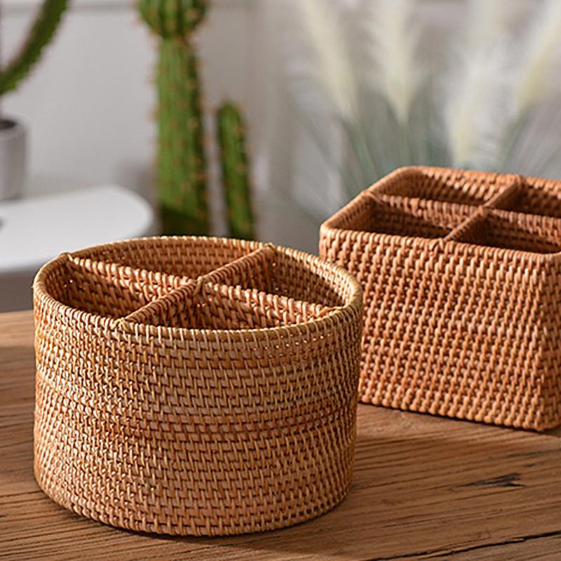 Wicker Catchall Storage Basket for Table Top