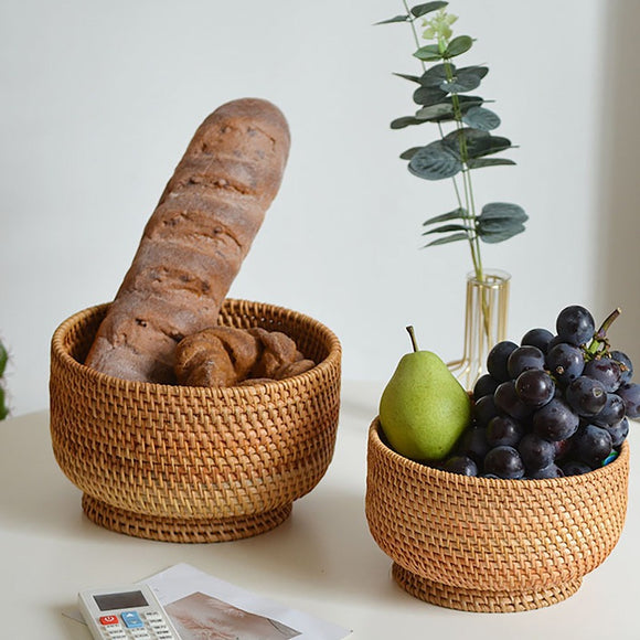 Rattan Woven Fruits Basket with Foot, Coffee Table Gift Basket –  RavenStudioCrafts