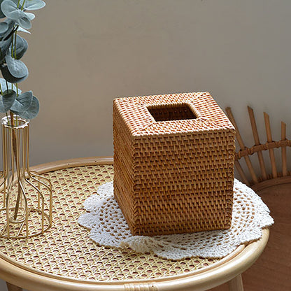 Rustic Woven Tissue Box, Rattan Woven Tissue Box