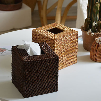 Rattan Tissue Box Cover,