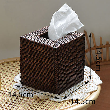 Rustic Rattan Tissue Box Cover｜Bathroom Storage