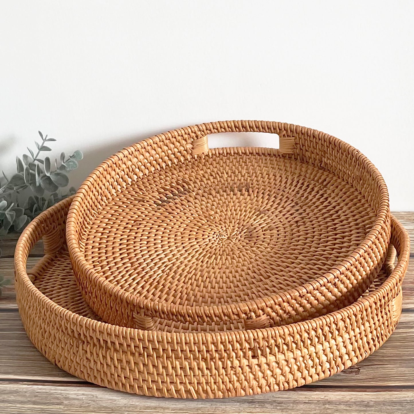 Round Woven Tray whit handle｜Garden Decor