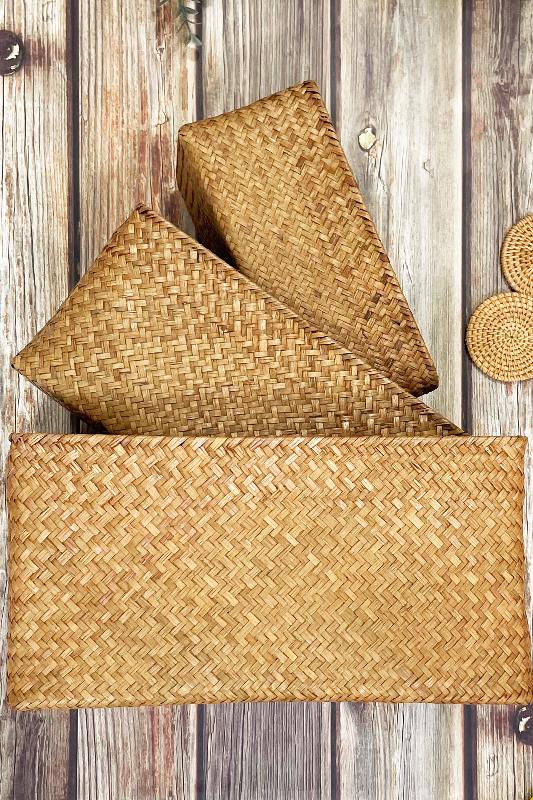 Set of 3 Seagrass Basket | Desktop Organizers