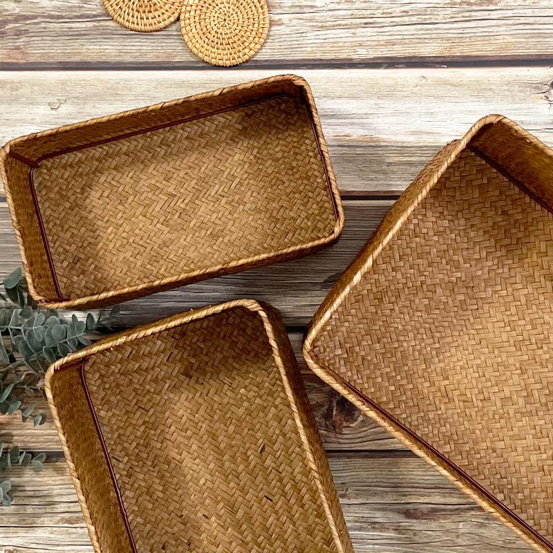 Set of 3 Seagrass Basket | Desktop Organizers