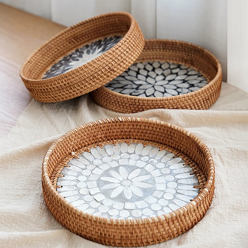 Rattan Shell Candle Tray 