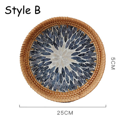 Rattan Shell Candle Tray B