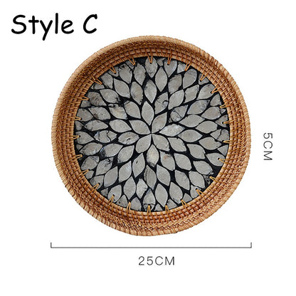 Rattan Shell Candle Tray C