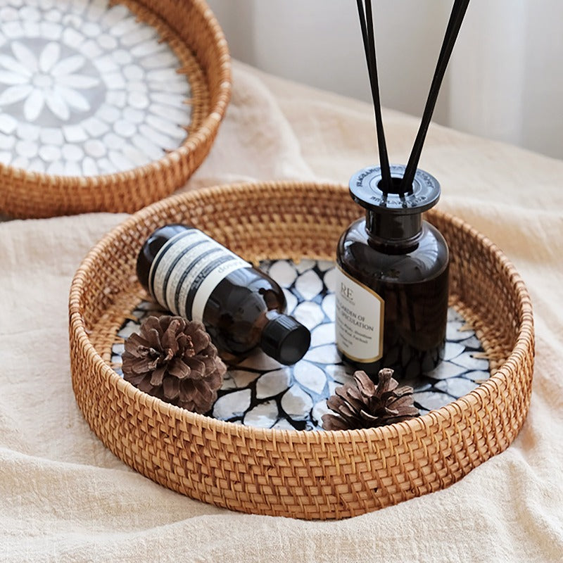 Rattan Shell Candle Tray 