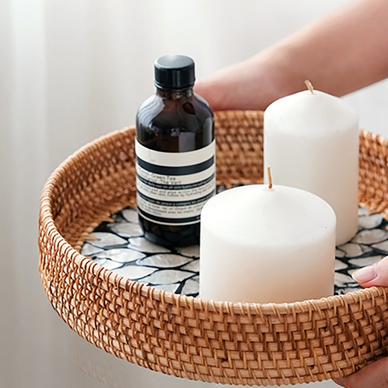 Rattan Shell Candle Tray