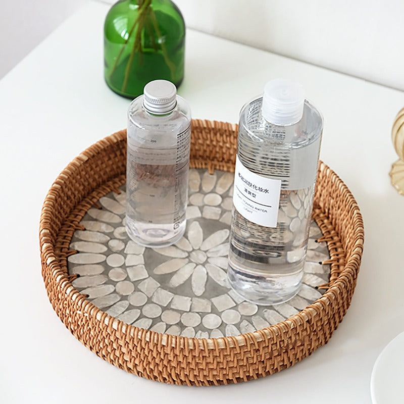 Rattan Shell Candle Tray