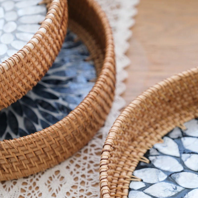 Rattan Shell Candle Tray